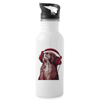 Hermelin - Trinkflasche mit integriertem Trinkhalm - Weiß - Rechts