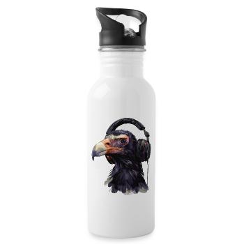 Geier - Trinkflasche mit integriertem Trinkhalm - Weiß - Rechts
