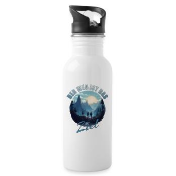 Der Weg ist das Ziel - Trinkflasche mit integriertem Trinkhalm - Weiß - Rechts