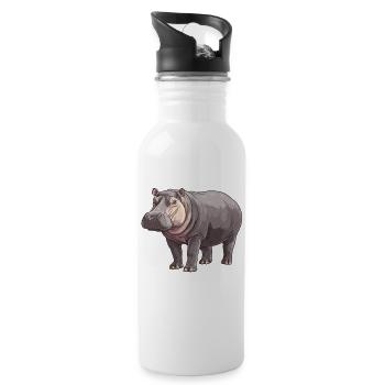 Hippopotamus Hippopotamus - Water bottle with straw - white - Right