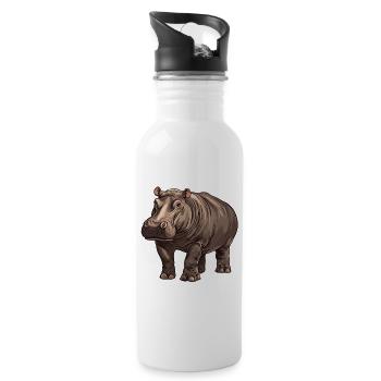 Hippopotamus Hippopotamus - Water bottle with straw - white - Right