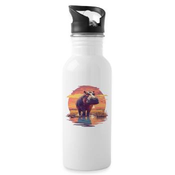 Hippopotamus Hippopotamus - Water bottle with straw - white - Right