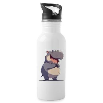 Hippopotamus Hippopotamus - Water bottle with straw - white - Right