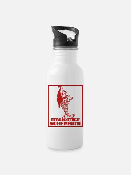 Schreiendes italienisches Eiscreme-Maskottchen - Trinkflasche mit integriertem Trinkhalm - Weiß