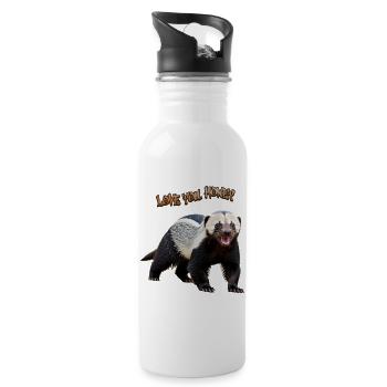 Honey Badger - Honigdachs - Trinkflasche mit integriertem Trinkhalm - Weiß - Rechts