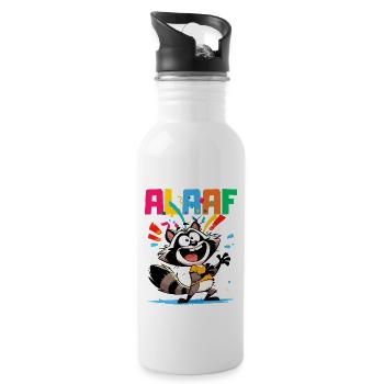 Carnival Raccoon Cologne Alaaf Costume Cologne Funny - Water bottle with straw - white - Right