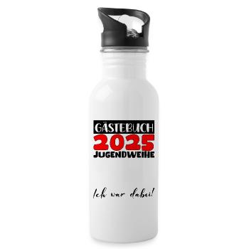 Jugendweihe 2025 Gästebuch Geschenk Mädchen Jungen - Trinkflasche mit integriertem Trinkhalm - Weiß - Rechts