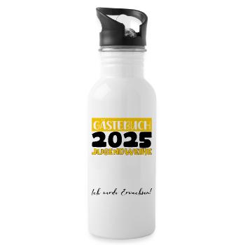 Jugendweihe 2025 Gästebuch Geschenk Mädchen Jungen - Trinkflasche mit integriertem Trinkhalm - Weiß - Rechts