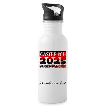 Jugendweihe 2025 Gästebuch Geschenk Mädchen Jungen - Trinkflasche mit integriertem Trinkhalm - Weiß - Rechts