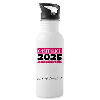 Jugendweihe 2025 Gästebuch Geschenk Mädchen Jungen - Trinkflasche mit integriertem Trinkhalm - Weiß - Rechts