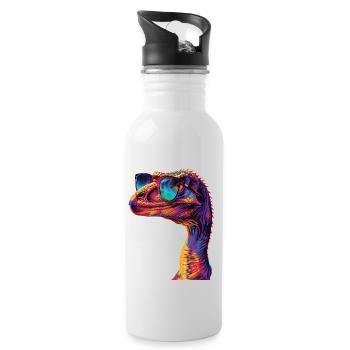 Utahraptor - Trinkflasche mit integriertem Trinkhalm - Weiß - Rechts
