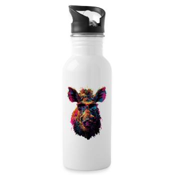 Warzenschwein - Trinkflasche mit integriertem Trinkhalm - Weiß - Rechts
