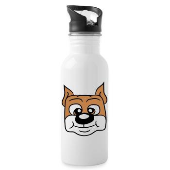 Visage de chien Petit Tête d’animal de compagnie Mignon - Gourde avec paille intégrée - blanc - Droite