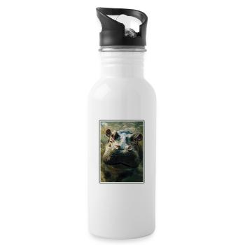 Hippopotamus Hippopotamus - Water bottle with straw - white - Right