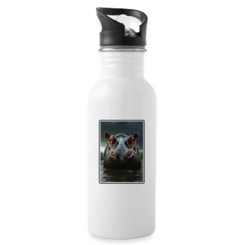 Hippopotamus Hippopotamus - Water bottle with straw - white - Right