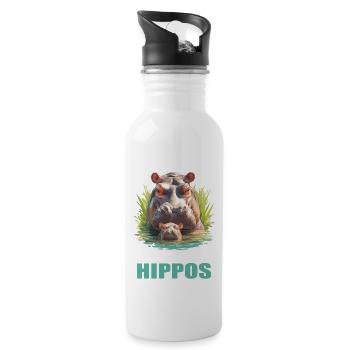 Hippopotamus Hippopotamus - Water bottle with straw - white - Right