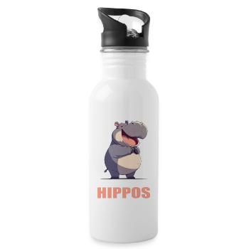 Hippopotamus Hippopotamus - Water bottle with straw - white - Right