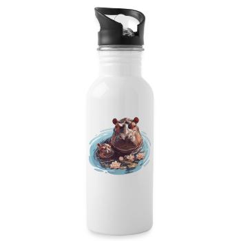 Hippopotamus Hippopotamus - Water bottle with straw - white - Right