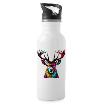 Hirsch - Trinkflasche mit integriertem Trinkhalm - Weiß - Rechts