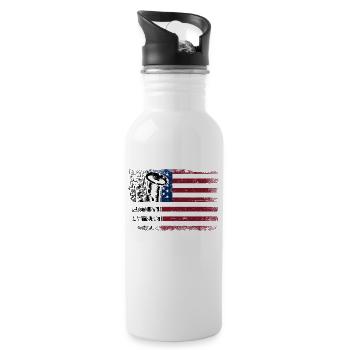 Saxophone American Flag - Trinkflasche mit integriertem Trinkhalm - Weiß - Rechts