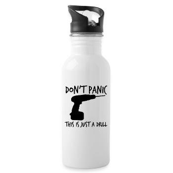 Don't panic, this is just a fun exercise, no - Water bottle with straw - white - Right