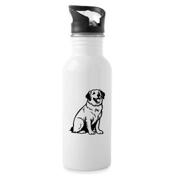 Chien Golden Retriever - Gourde avec paille intégrée - blanc - Droite