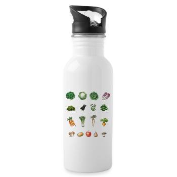 Janvier Collage de légumes et de fruits de saison - Gourde avec paille intégrée - blanc - Droite