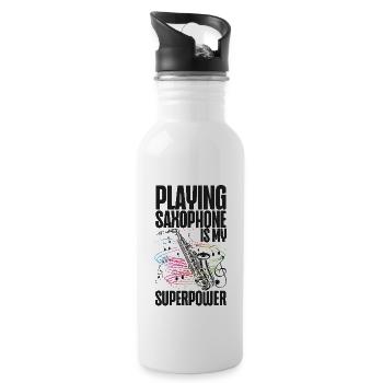 Saxophone Playing Saxophone Is My - Water bottle with straw - white - Right