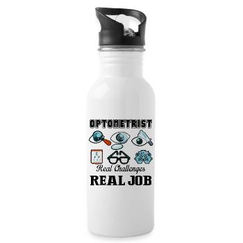 Optometrist Real Job - Water bottle with straw - white - Right