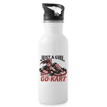 Une fille qui aime le kart style rétro - Gourde avec paille intégrée - blanc - Droite