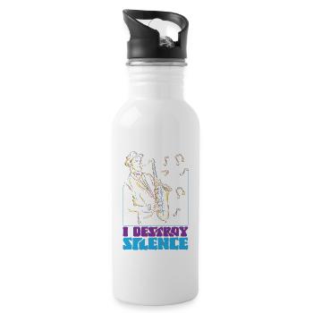 Saxophones I Destroy Silence - Gourde avec paille intégrée - blanc - Droite