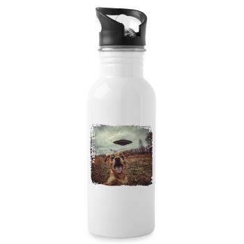 Drôle de chien Selfie Ufo Meme Gift - Gourde avec paille intégrée - blanc - Droite