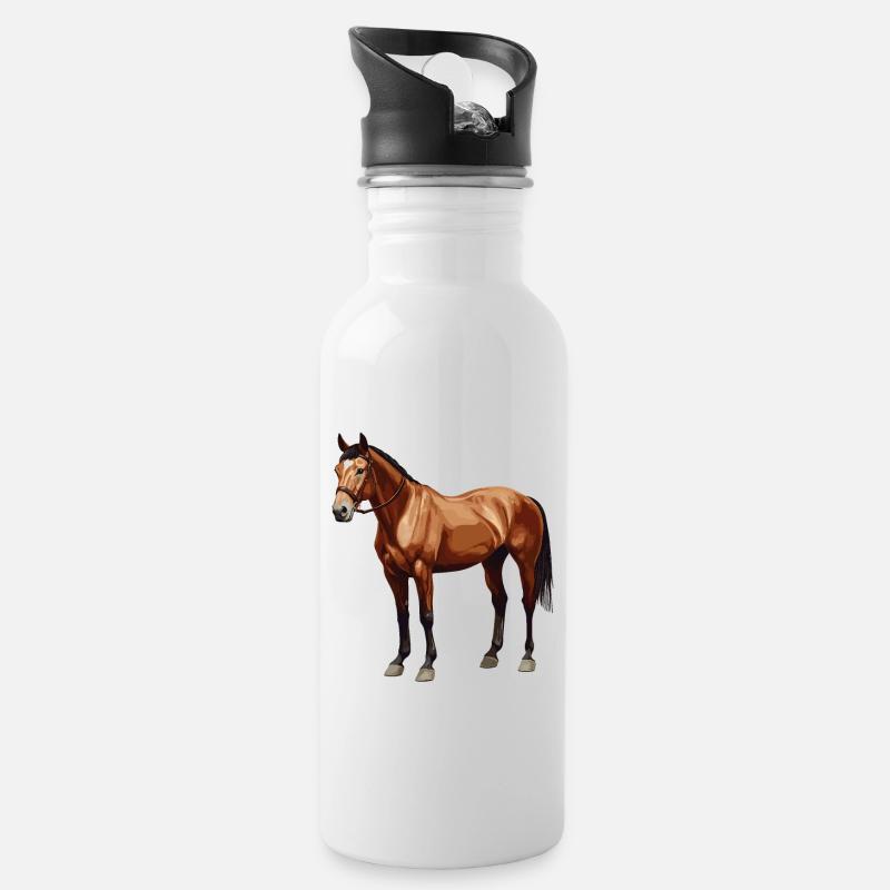 Chevaux Cheval - Gourde avec paille intégrée - blanc