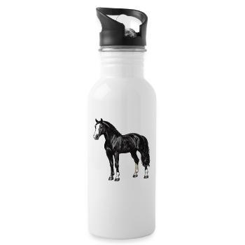 Pferde Pferd - Trinkflasche mit integriertem Trinkhalm - Weiß - Rechts