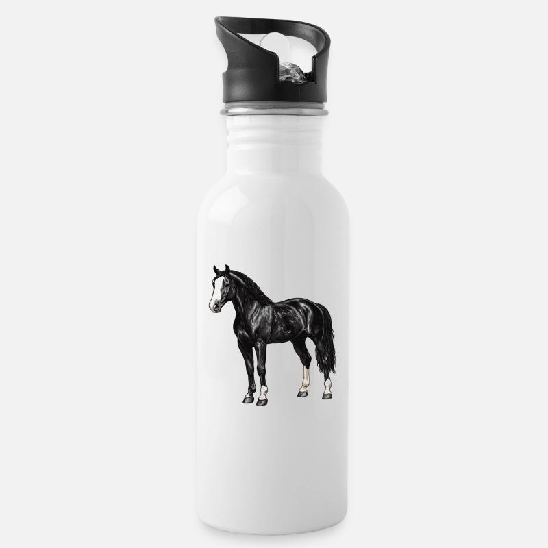 Chevaux Cheval - Gourde avec paille intégrée - blanc
