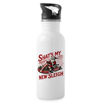 Go-Kart Christmas Funny Saying - Water bottle with straw - white - Right