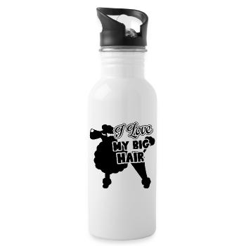 Poodle I Love My Big Hair - Water bottle with straw - white - Right