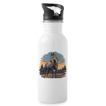 Pferde Pferd - Trinkflasche mit integriertem Trinkhalm - Weiß - Rechts