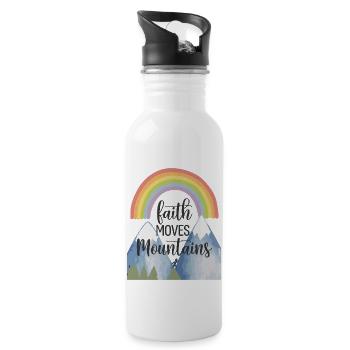 Faith moves mountains - Glaube versetzt Berge - Trinkflasche mit integriertem Trinkhalm - Weiß - Rechts