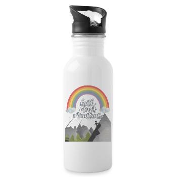 Faith moves mountains - Glaube versetzt Berge - Trinkflasche mit integriertem Trinkhalm - Weiß - Rechts