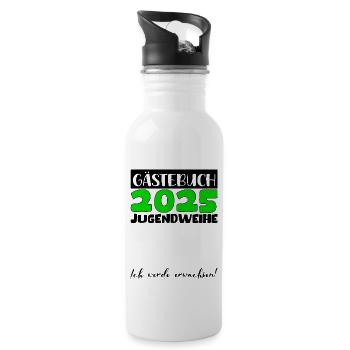Jugendweihe 2025 Gästebuch Geschenk Mädchen Jungen - Trinkflasche mit integriertem Trinkhalm - Weiß - Rechts