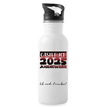 Jugendweihe 2025 Gästebuch Geschenk Mädchen Jungen - Trinkflasche mit integriertem Trinkhalm - Weiß - Rechts