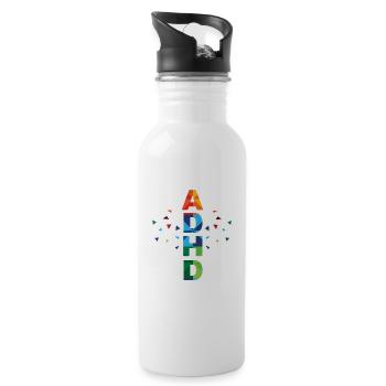 Colorful design to raise awareness of ADHD - Water bottle with straw - white - Right