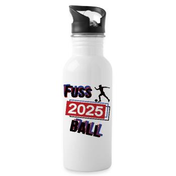 Fussball Spielerin Team Turnier Mannschaft 2025 - Trinkflasche mit integriertem Trinkhalm - Weiß - Rechts