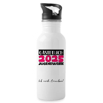 Jugendweihe 2025 Gästebuch Geschenk Mädchen Jungen - Trinkflasche mit integriertem Trinkhalm - Weiß - Rechts
