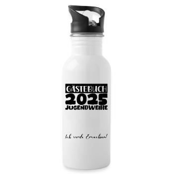 Jugendweihe 2025 Gästebuch Geschenk Mädchen Jungen - Trinkflasche mit integriertem Trinkhalm - Weiß - Rechts