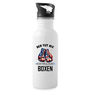 He doesn't do anything, he just wants boxing, funny gift - Water bottle with straw - white - Right
