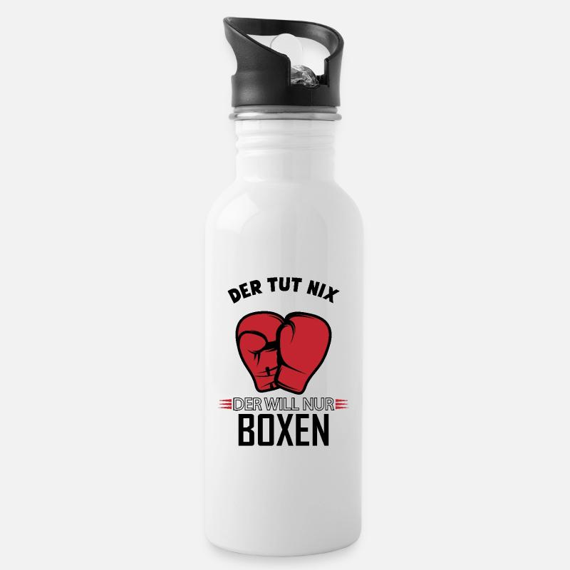 Der tut nix der will nur Boxen lustiges Geschenk - Trinkflasche mit integriertem Trinkhalm - Weiß