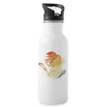 Retro Lacrosse Player - Water bottle with straw - white - Right