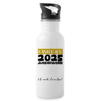 Jugendweihe 2025 Gästebuch Geschenk Mädchen Jungen - Trinkflasche mit integriertem Trinkhalm - Weiß - Rechts